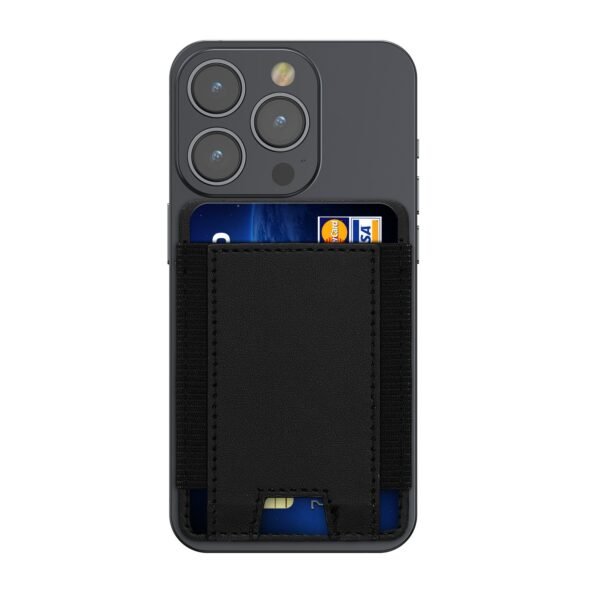 The KWMOBILE Sleeve Stick-on Card Holder for Smartphones is a sleek and stylish accessory made from high-quality synthetic leather.