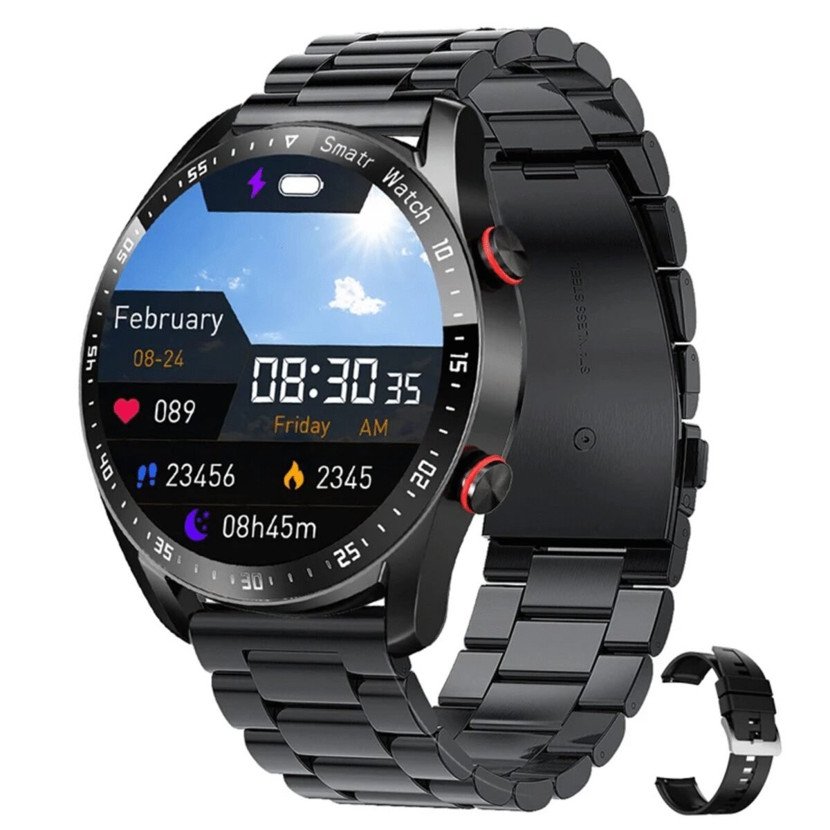 The HS Bluetooth Call Smartwatch for men is a versatile and feature-rich fitness and sports smartwatch designed for those seeking a blend of practicality and style.
