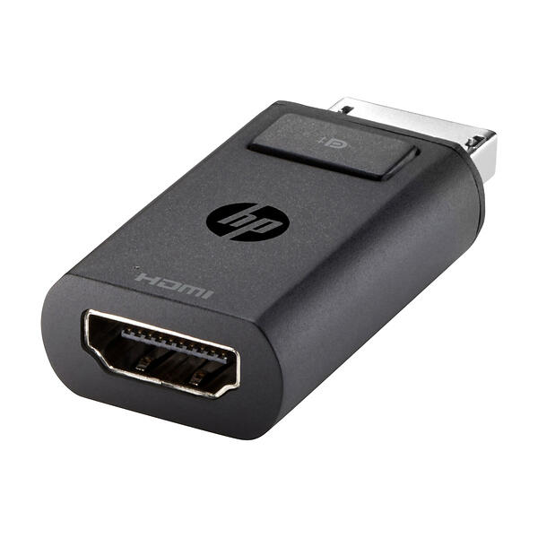 The HP DisplayPort to HDMI MF Adapter allows you to easily connect a DisplayPort-enabled device (like a laptop or desktop) to an HDMI display (such as a monitor, projector, or TV).
