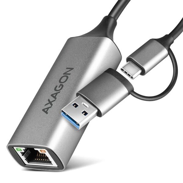 The AXAGON ADE-TXCA is a Gigabit Ethernet LAN network adapter that offers high-speed internet access for devices with either USB-C or USB-A ports.