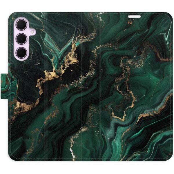 The iSaprio Flip Case Emerald 02 for Samsung Galaxy A35 5G combines sleek protection with a stunning, vibrant emerald design.
