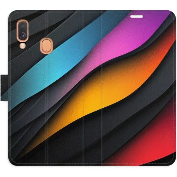 The iSaprio Flip Case Color Waves for Samsung Galaxy A40 provides stylish protection with a dynamic and colorful wave design.