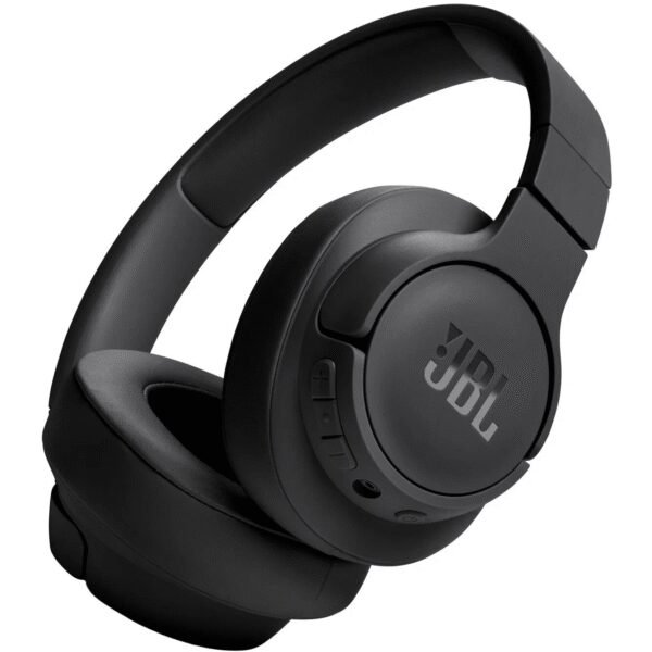 The JBL Tune 720BT black are over-ear wireless headphones that offer an immersive audio experience with JBL’s signature sound, delivering deep bass, clear mids, and crisp highs.