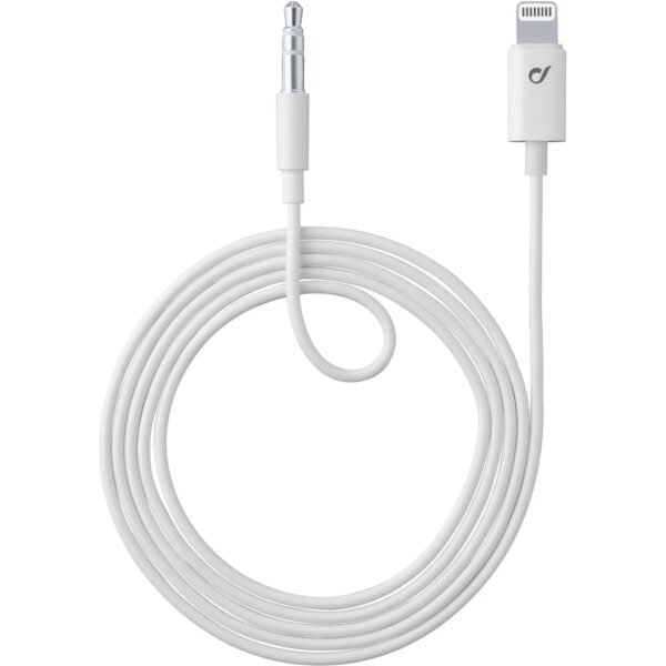 The Cellularline Aux Music Cable with a Lightning Connector and 3.5mm jack is an ideal solution for connecting your Lightning-enabled Apple devices (iPhone, iPad, iPod) to audio systems, car stereos, or headphones with a 3.5mm jack.