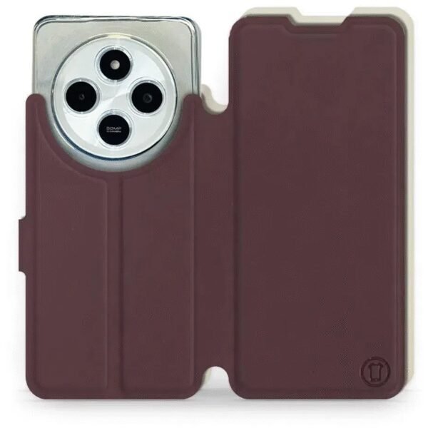 The Mobiwear Soft Touch Flip Book for Xiaomi Redmi 14C / Poco C75 in Burgundy & Beige provides stylish and reliable protection for your device.