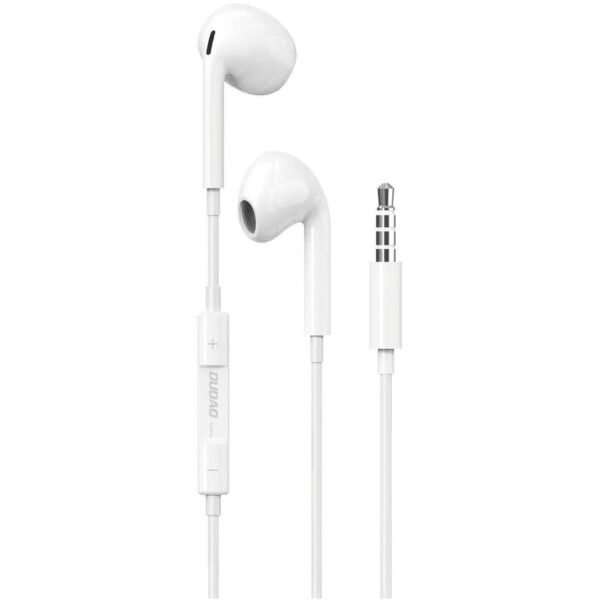 The Dudao X14Pro Earphones with a 3.5mm mini jack in white offer excellent sound quality with a comfortable, ergonomic design.