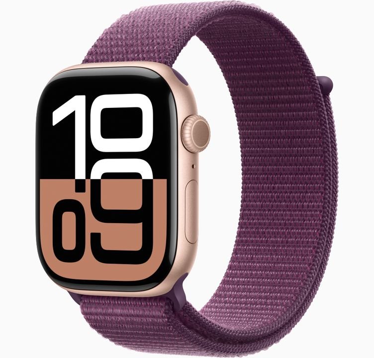 Apple Watch Series 10 GPS + Cellular 42mm Rose Gold Aluminum Case with Plum Sport Loop (MWXC3QC/A) 1 The Apple Watch Series 10 GPS + Cellular (42mm) with a Rose Gold Aluminum Case and Plum Sport Loop combines style and functionality.