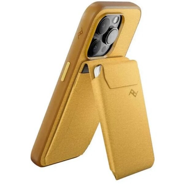 The Peak Design Wallet Stand in Sun is a premium, multifunctional accessory that combines both card storage and a convenient phone stand, designed specifically for MagSafe-enabled iPhones.