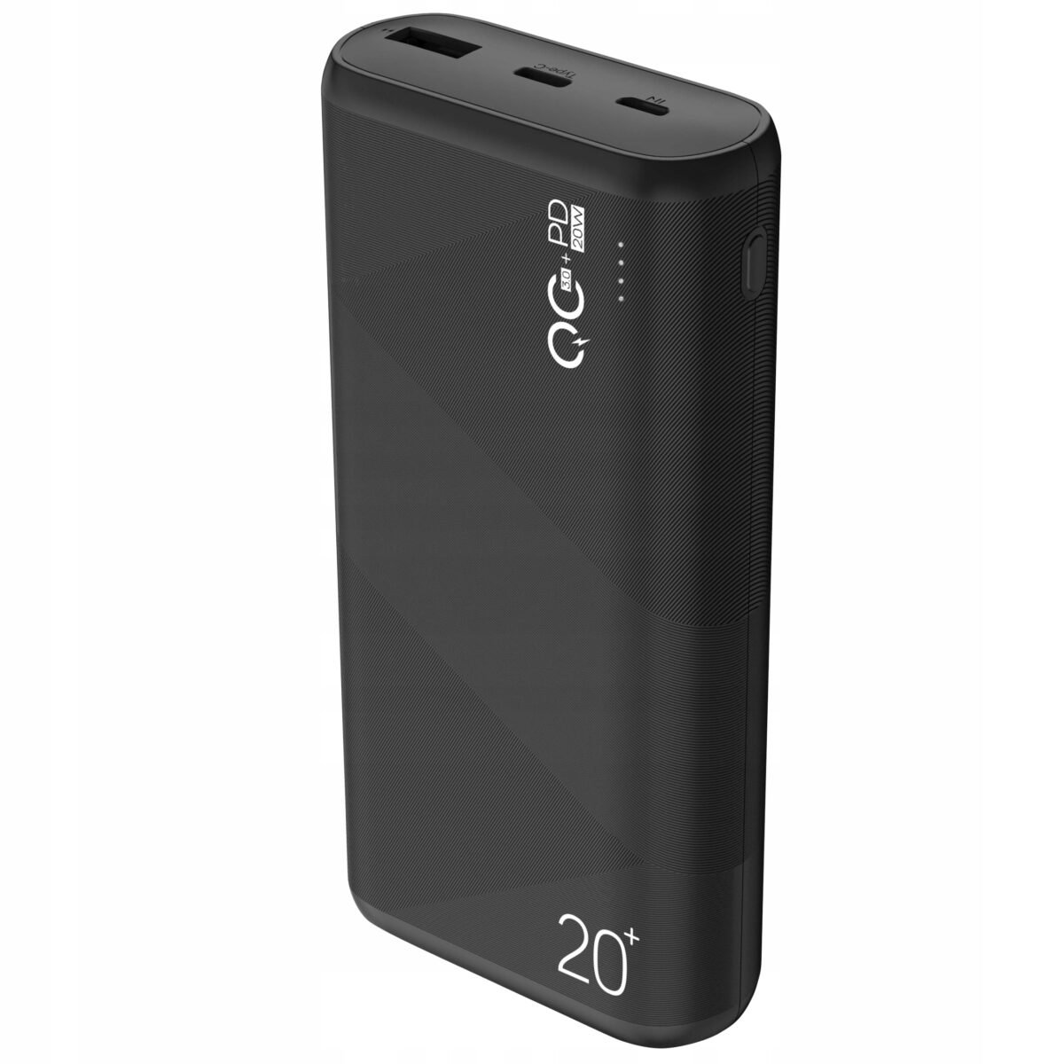 The Tracer 20000 mAh Powerbank in black is designed for high-capacity portable charging, allowing you to charge your devices multiple times on a single charge.