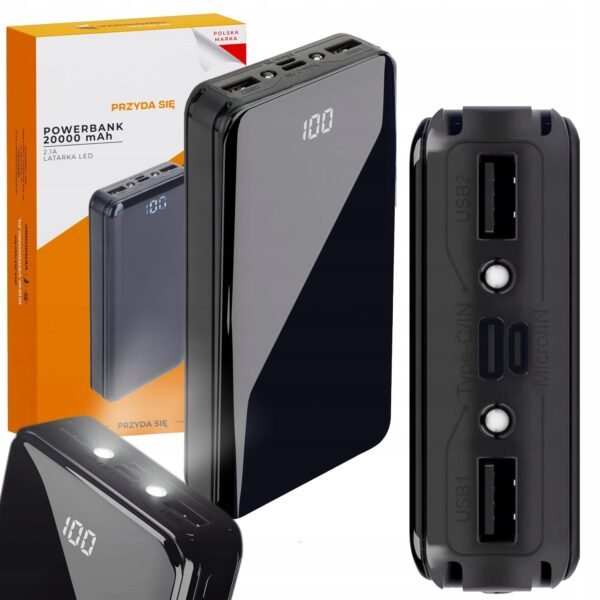 The Vergionic #8598 20000 mAh Powerbank in multicolor is a vibrant and functional portable charger designed to keep your devices powered up.