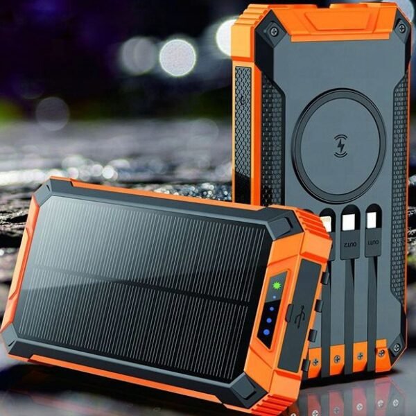 The WEP81 Pro Induction Solar Powerbank 30000mAh is an ultra-high-capacity portable charger, designed for outdoor enthusiasts and those in need of reliable power in remote locations.