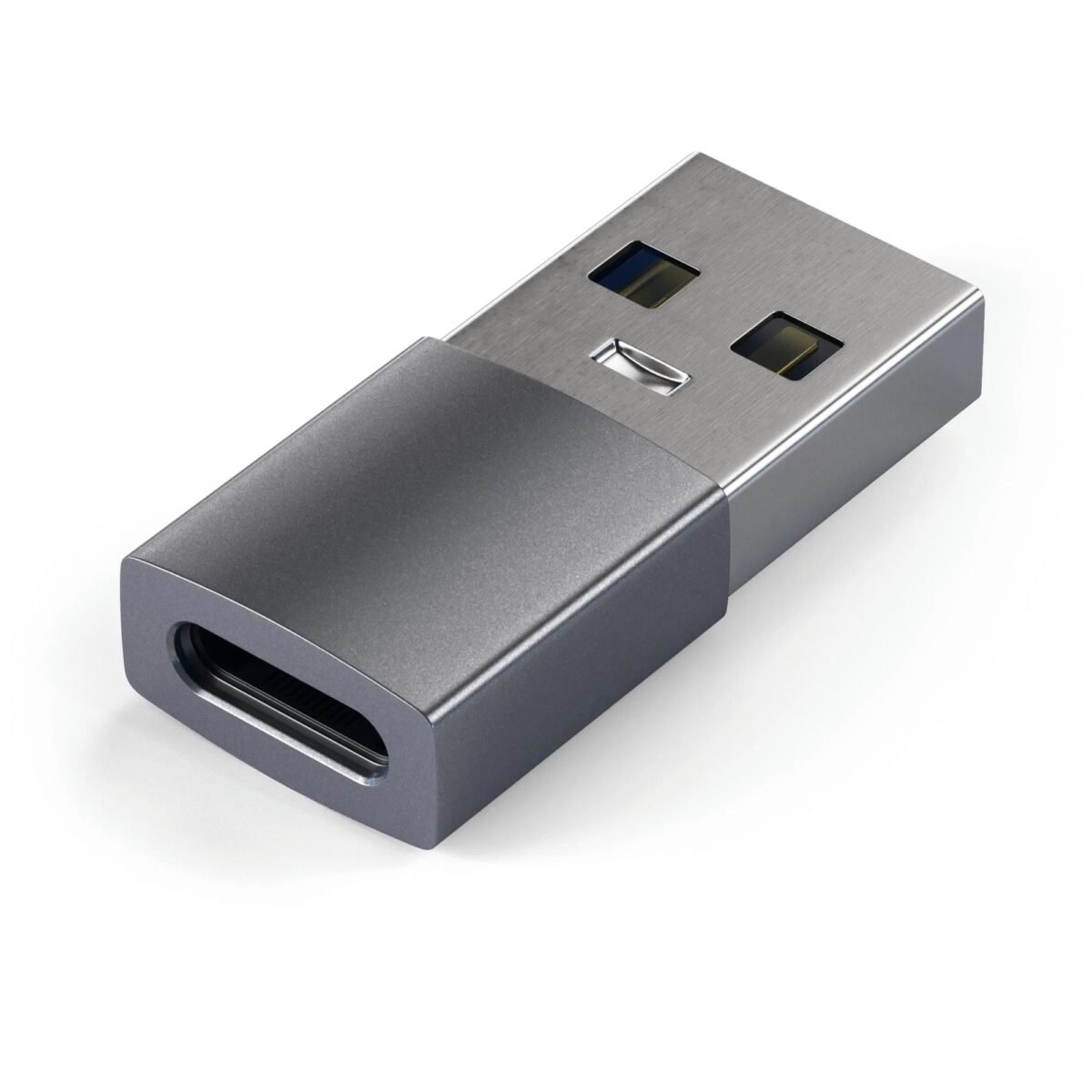 The Satechi Aluminum Type-A to Type-C Adapter in Space Grey offers a sleek and durable solution for connecting USB-A devices to USB-C ports.