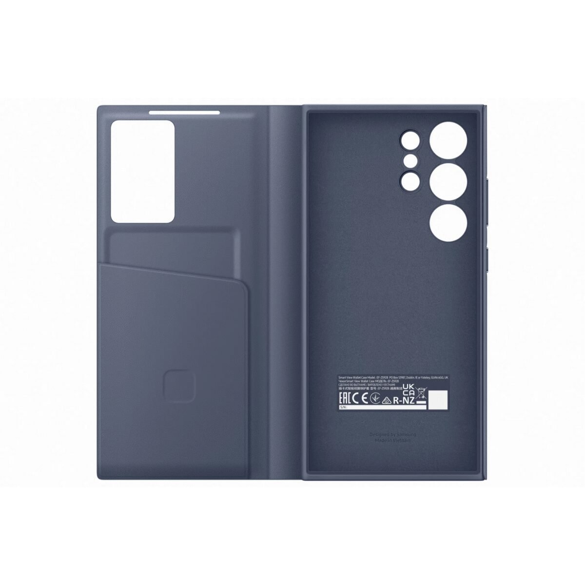 The Samsung Galaxy S24 Ultra Flip Case Smart View in Violet offers a stylish and functional solution to protect your device.