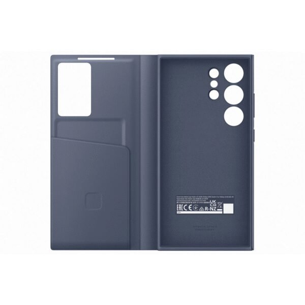 The Samsung Galaxy S24 Ultra Flip Case Smart View in Violet offers a stylish and functional solution to protect your device.