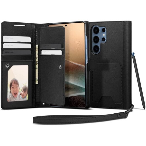 The Spigen Wallet S Case for Samsung Galaxy S25 Ultra in Black offers a stylish and functional design with premium protection.