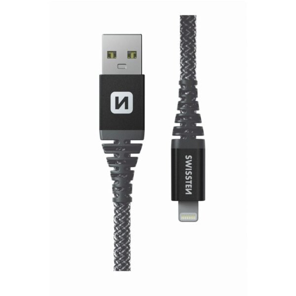 The Swissten Data Cable Kevlar USB to Lightning (1.5m) in anthracite is designed for those who require a durable and high-performance cable for charging and data transfer.
