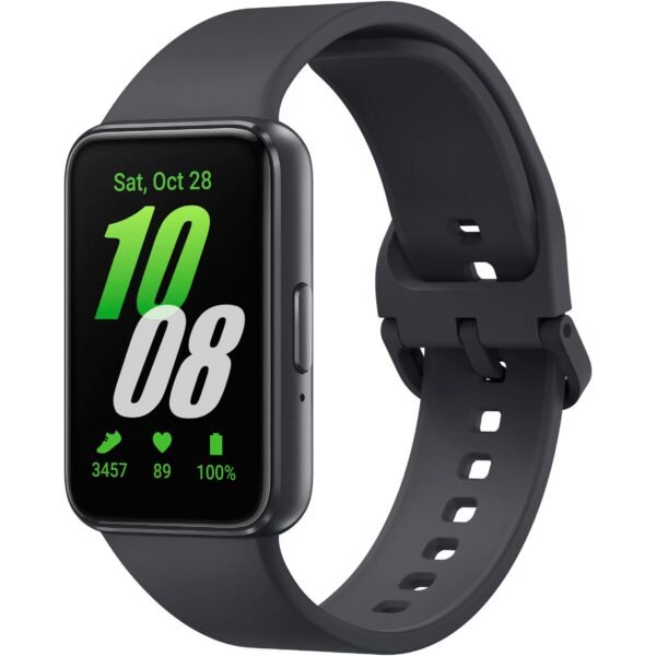 The SAMSUNG Galaxy Fit 3 is a sleek and lightweight fitness tracker with a 1.1-inch AMOLED display.
