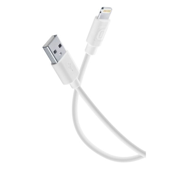 The CELLULARLINE Power Data Cable (1.2 m) features a USB-A to Lightning connector, designed for both charging and data transfer.
