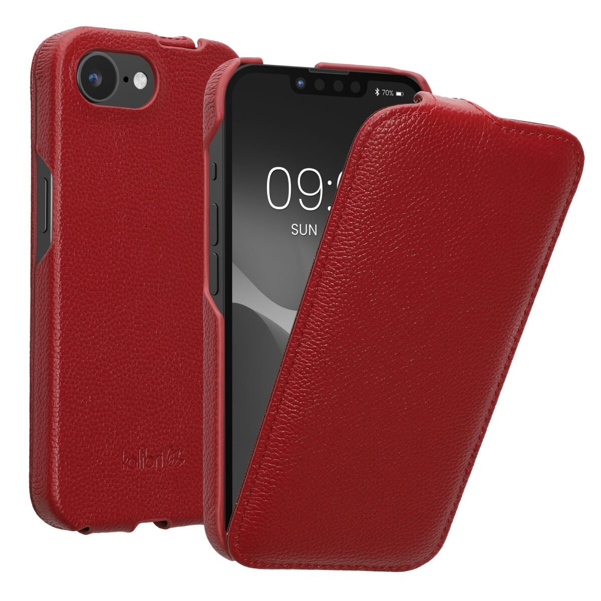The KALIBRI Flip Cover Ultra Slim Case is designed for the Apple iPhone 16e, offering sleek protection with a minimalistic design.