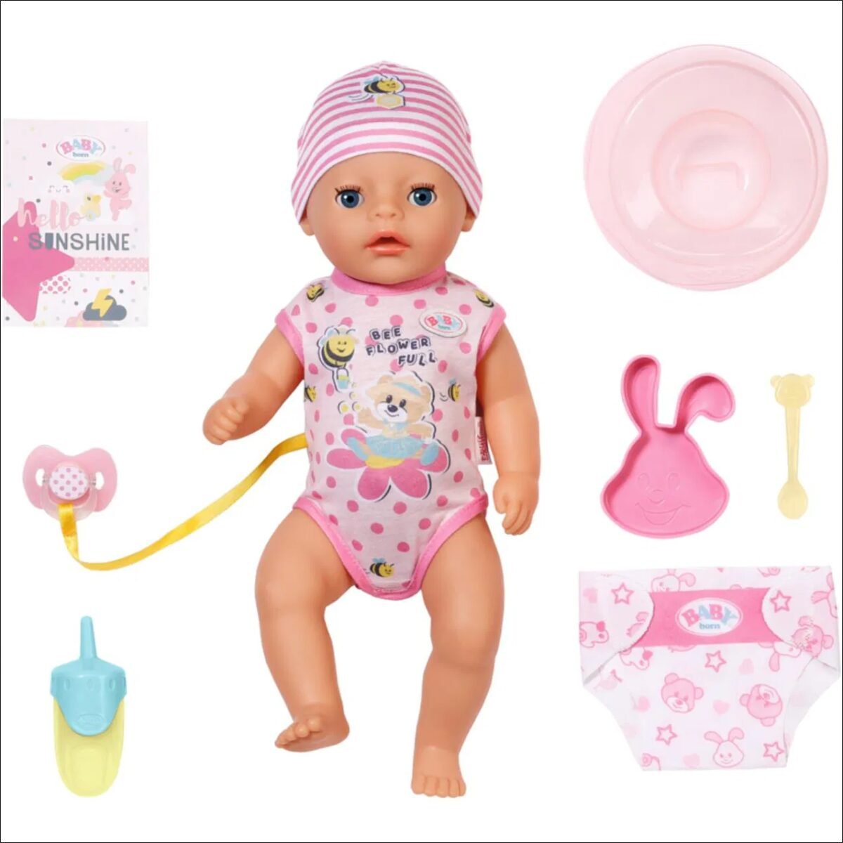 Doll - suitable girls, suitable from 1 year, doll height: 36cm, blinks, drinks from bottle, bends hands and legs