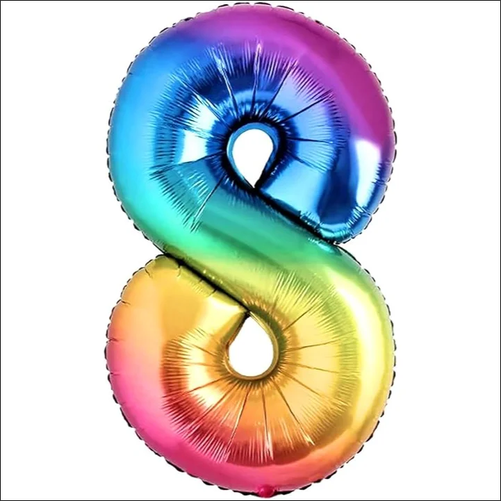 balloon 8th birthday number 8 multicoloured foil xxl giant foil balloon 100 cm birthday decoration balloon number decoration for birthday