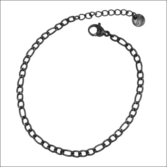 Black Figaro Bracelet 17cm + 3cm - Surgical Steel