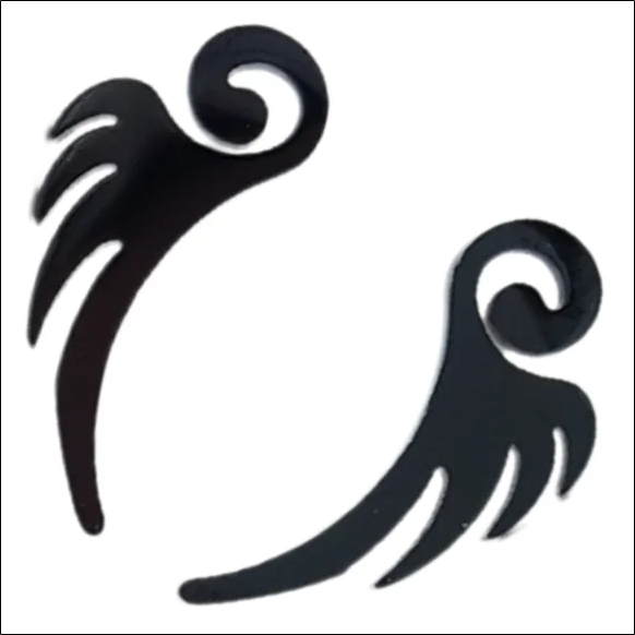 Black Tribal Wings Earrings – Black Surgical Steel