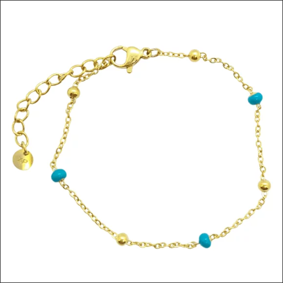 Blue Ball Bracelet - Gold Plated Surgical Steel