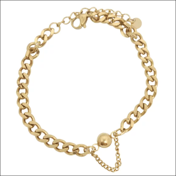 Bracelet with a ball - Gold-plated stainless steel