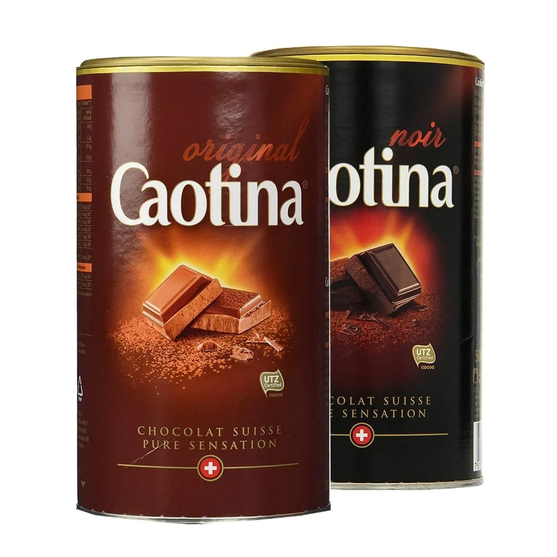 caotina original chocolate tin black milk pack of 2 2 x 500 g