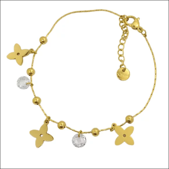 Clover Bracelet with Crystals - Stainless Steel