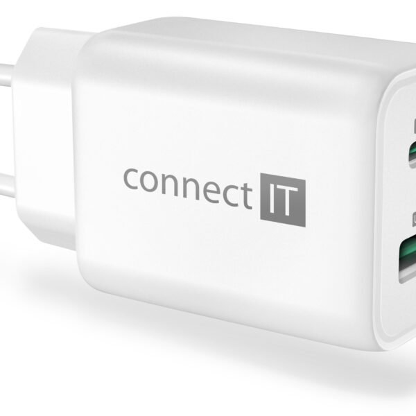 The CONNECT IT Wanderer2 GaN charging adapter is a compact and efficient charger featuring 1x USB-C and 1x USB-A ports, with a total power output of 33W.
