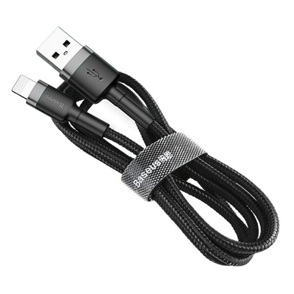 The BASEUS Cafule Cable is a durable nylon-braided USB to iPhone cable designed for fast charging and data transfer.