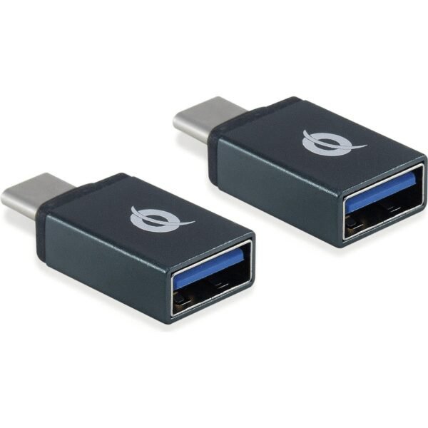 The CONCEPTRONIC USB-C to USB-A 3.0 OTG Adapter set includes 2 adapters, enabling you to connect USB-A peripherals (like flash drives, keyboards, and mice) to USB-C enabled devices such as smartphones, tablets, and laptops.
