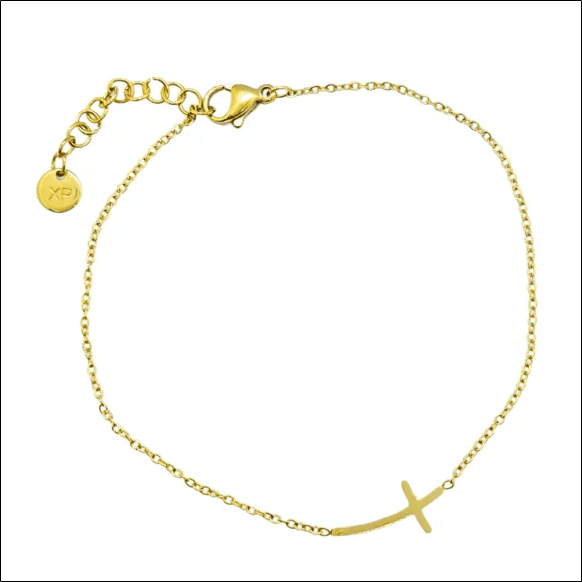 Delicate cross bracelet - Gold-plated surgical steel