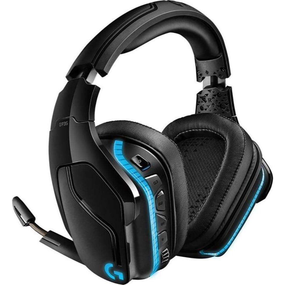 G935 headphones 1 The Logitech G935 are wireless gaming headphones designed for an immersive audio experience, with 7.1 surround sound for gaming and entertainment.