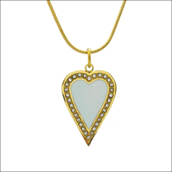Elegant Gold Snake Heart Necklace with Cubic Zirconia - Surgical Steel