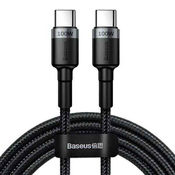 The Baseus Cafule PD2.0 100W fast charging USB-C cable is designed for high-speed charging and data transfer.