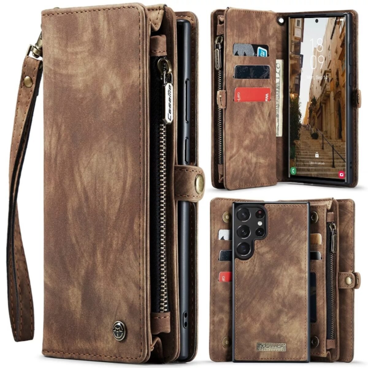 The CASEME Premium Mobile Phone Case for Samsung offers a versatile and stylish design with a 2-in-1 wallet and card slot functionality.