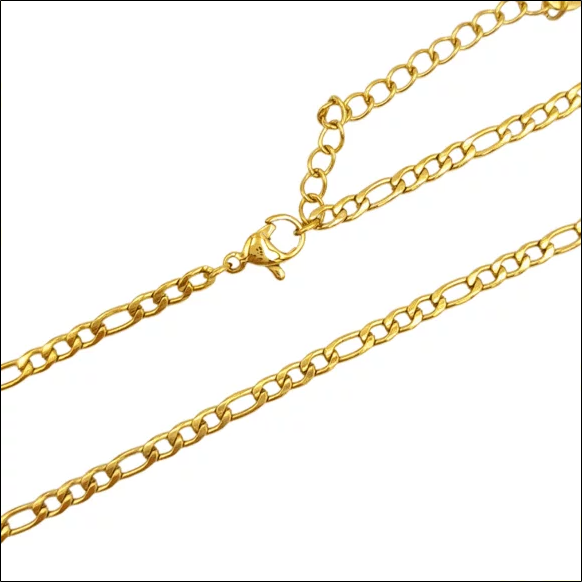 Figaro chain 60cm / 3mm +5cm - Gold-plated Surgical Steel