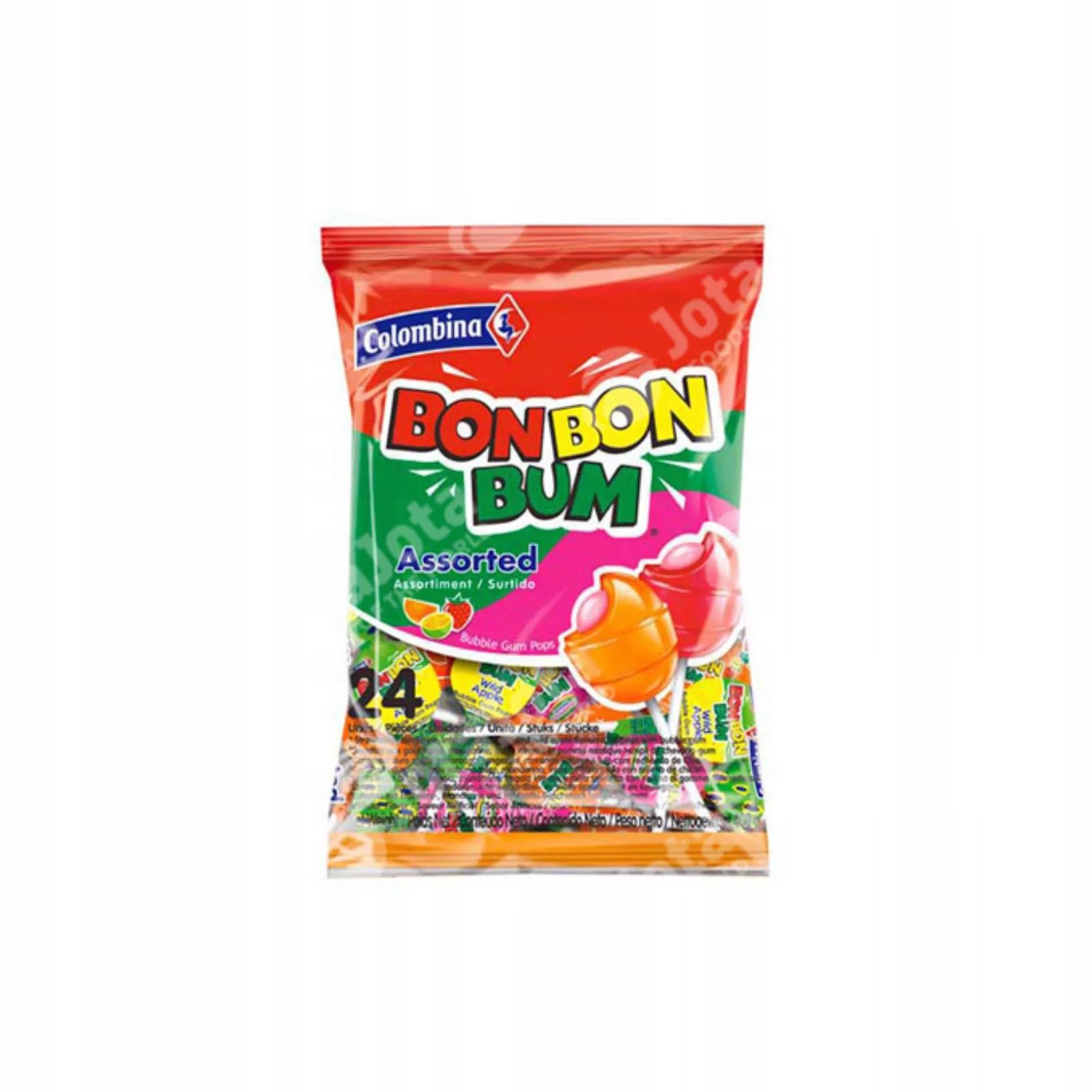 Fruit lollipops Surtido Assorted Bon Bon Bum Colombina 24 pcs. 1 Fruit lollipops Surtido Assorted Bon Bon Bum Colombina 24 pcs.