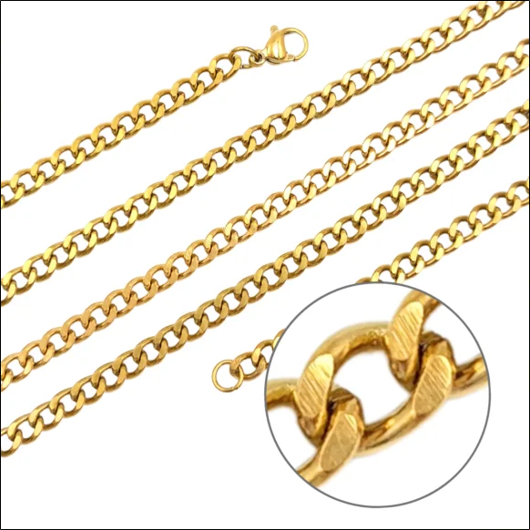 Gold Armour Chain 60cm / 4.4mm - Gold Plated Surgical Steel