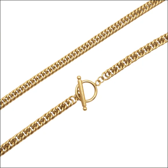 Gold Double Armour Chain 44cm / 6mm with Toggle - Gold Plated Surgical Steel