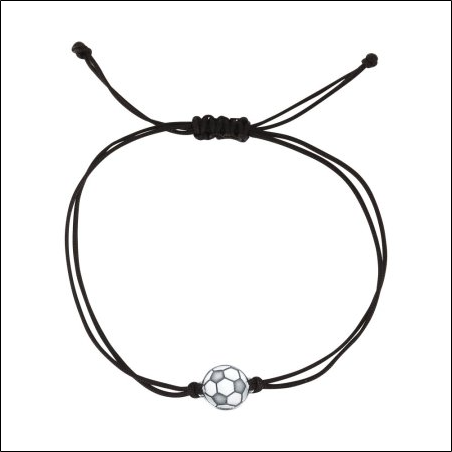 Kabbalah textile bracelet black with silver soccer ball 13057.3 black