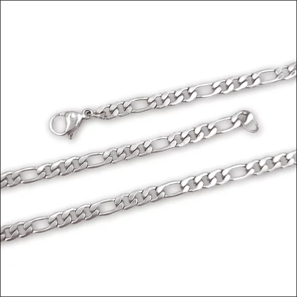 Men's Silver Figaro Chain - Surgical Steel