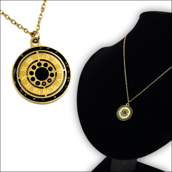 Necklace Roman Numerals with Cubic Zirconia - Gold-plated Surgical Steel