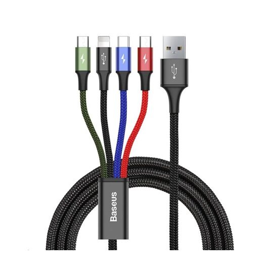 The Baseus CA1T4-B01 Fast 4-in-1 Cable (Black) is a versatile charging cable designed to meet the needs of users with multiple devices.