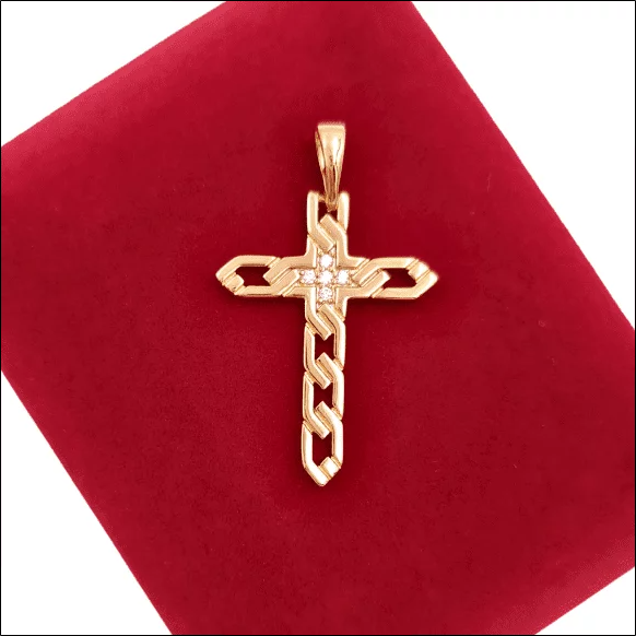 Pendant Gold Cross with Cubic Zirconia - 18k Gold Plated