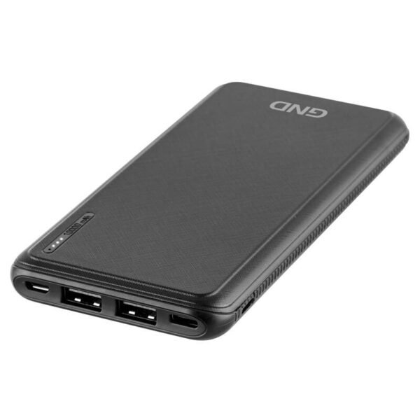 The GND PB100001B Powerbank features a 10,000 mAh capacity, providing reliable power for smartphones, tablets, and other USB-powered devices.