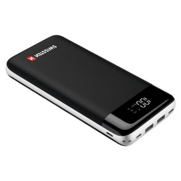 The Swissten Black Core Powerbank features a 30,000 mAh capacity, providing ample power to charge smartphones, tablets, and other devices.